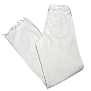 Zara Women's High Rise Straight Leg Raw Hem Side Slit 100% Cotton Jeans - Size 4